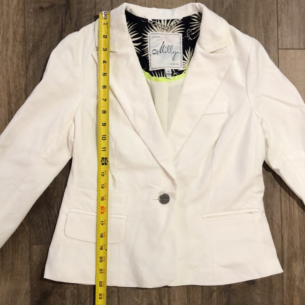 MILLY White Blazer Jacket w/Stretch - Picture 8 of 10